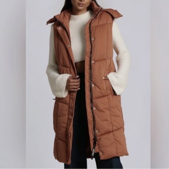 Avec Les Filles Jackets & Blazers - Avec Les Filles Puffer Long Vest Brown Large